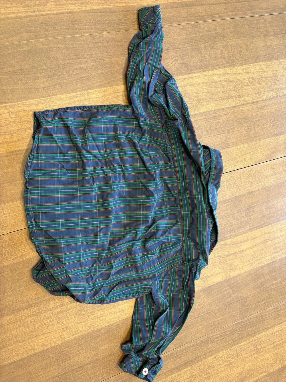Boys Plaid Button-Front Shirt - Green/Navy